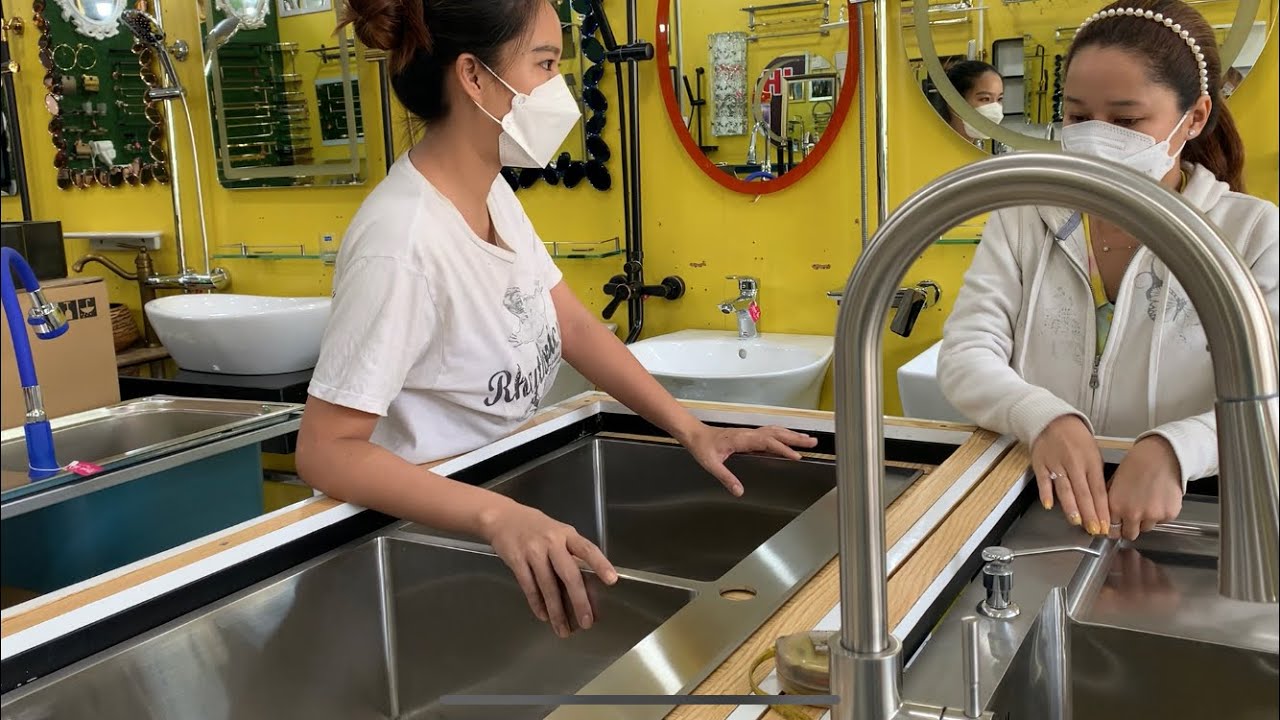 Đi lựa mua bồn rửa chén ở cửa hàng bán thiết bị nhà bếp - Em Gái Quê - Bến Tre