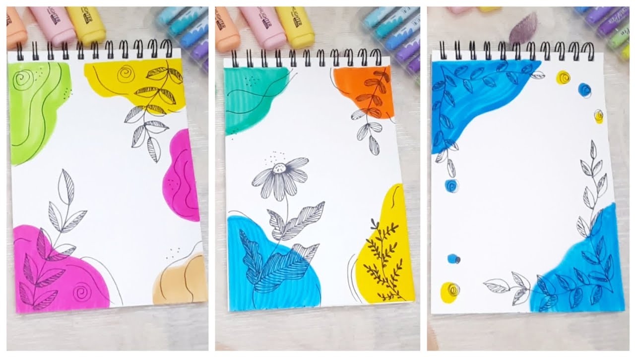3 Easy Border Design | File Decoration Ideas | Front Page Design for School Projects