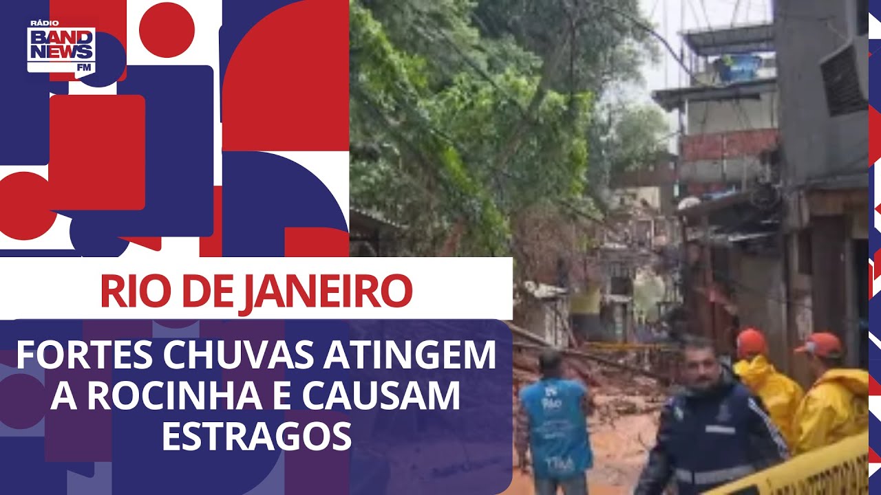 Fortes chuvas atingem a Rocinha, no Rio, e causam estragos