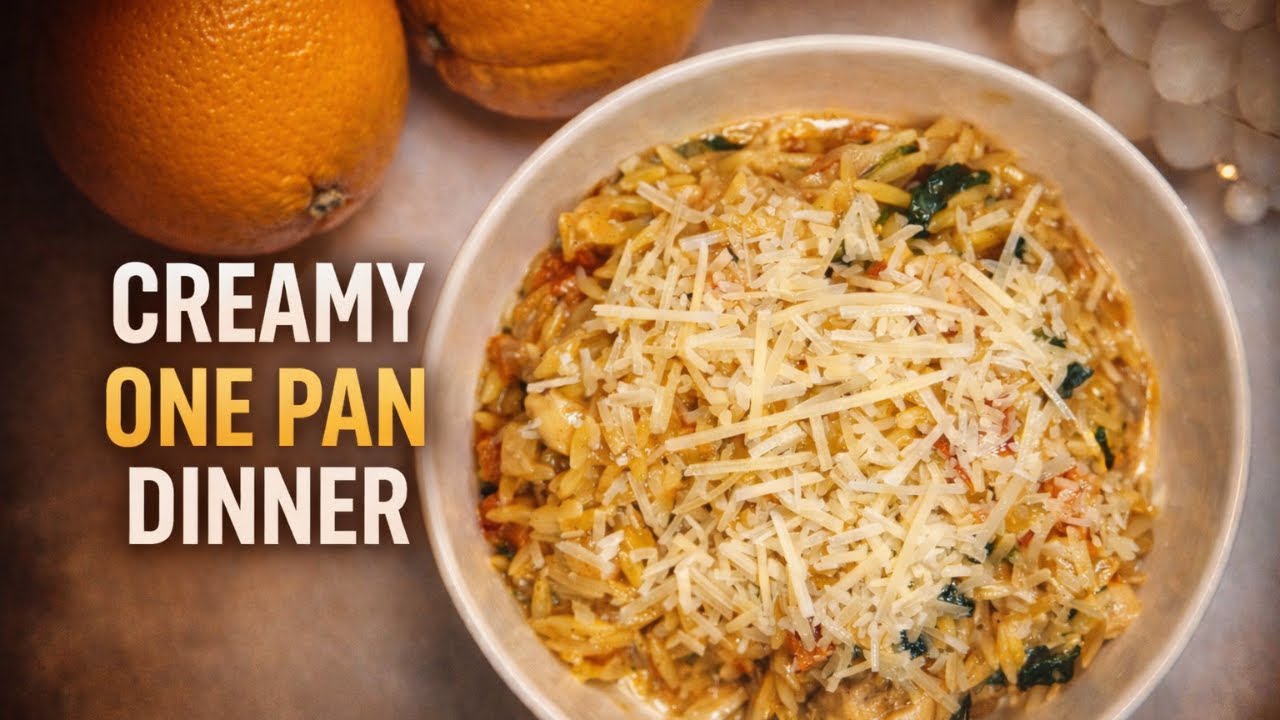 Creamy One Pan Chicken Orzo (Easy, No Stress Dinner)