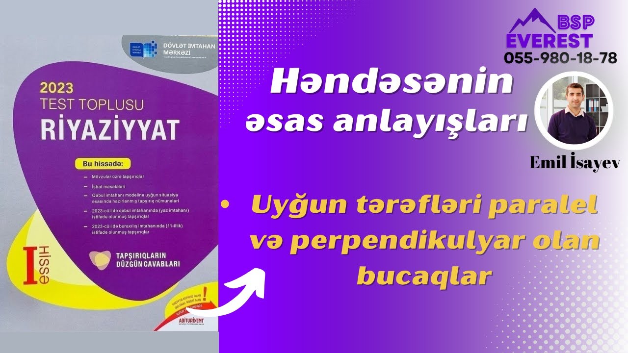 Uyğun tərəfləri paralel və perpendikulyar olan bucaqlar. Test toplusu 2023