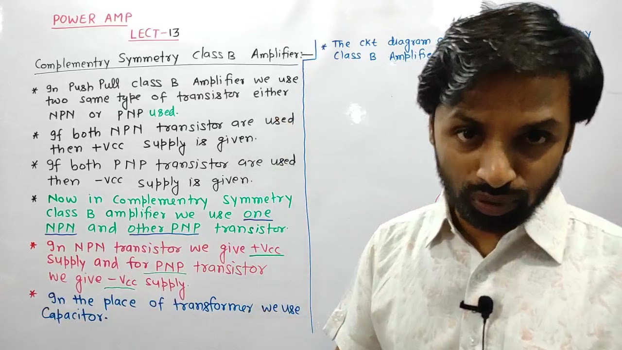 COMPLEMENTY SYMMETRY CLASS B POWER AMP ; CROSS OVER DISTORTION.