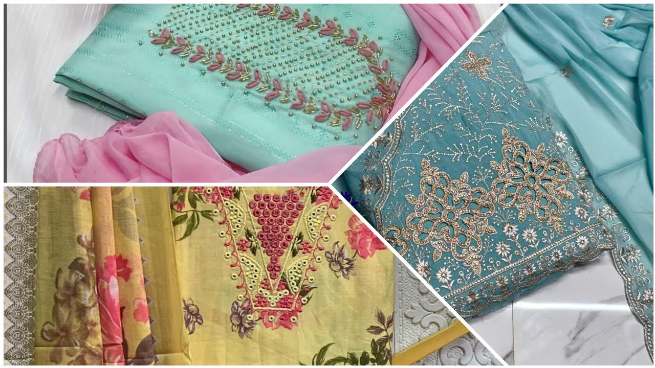 Neck work cotton dress material 3 February 2026