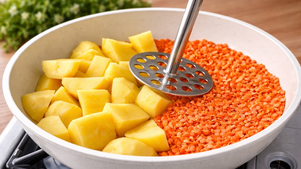 🔥 Просто смешайте картошку и чечевицу! Здоровый, богатый белком ВЕГАНСКИЙ 🌱 рецепт на каждый день