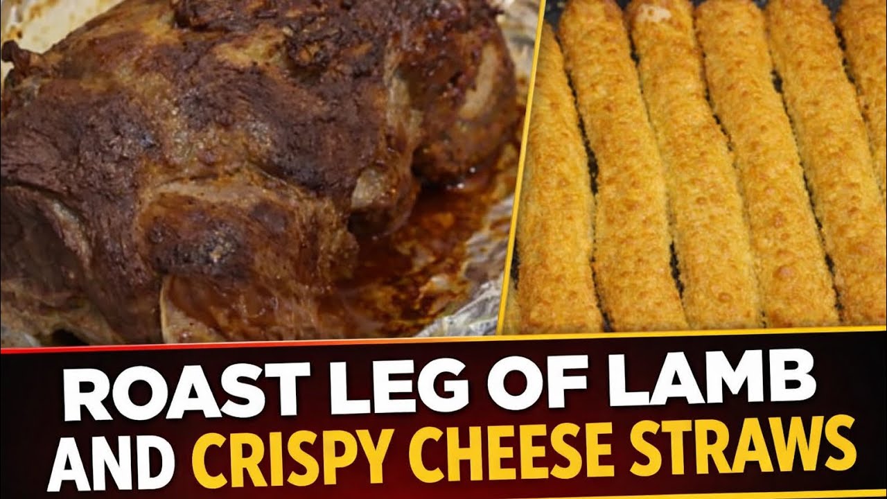 Острые сырные палочки и жареная баранья нога с овощами #вкусно #жареное #Великобритания #гайанска...