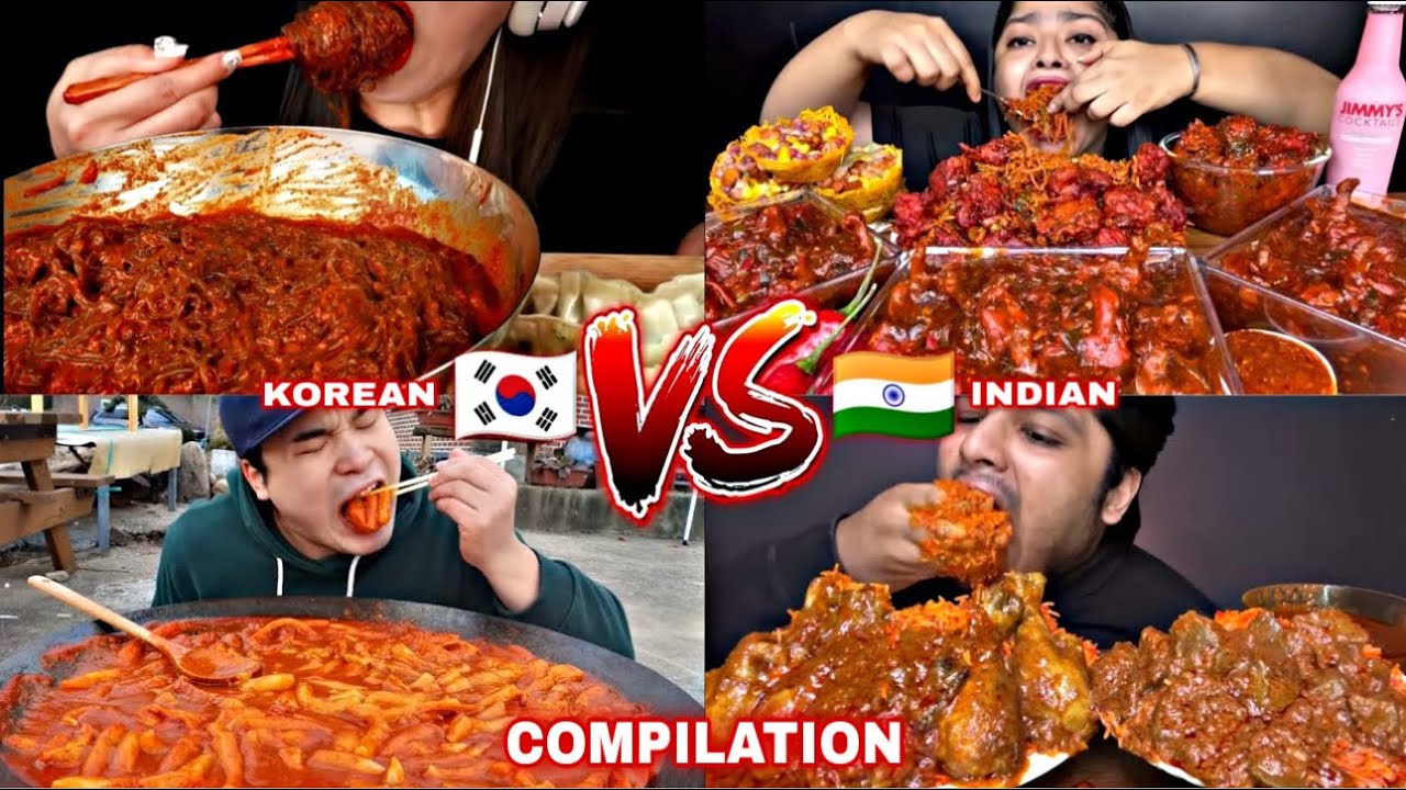 The BEST Of KOREAN VS INDIAN Foods Asmr Mukbang ( compilation )
