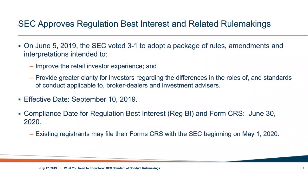What You Need to Know Now: SEC Standard of Conduct Rulemakings