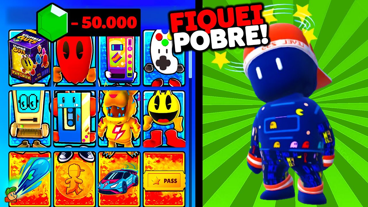 Fiquei 1 Hora GEMANDO minha CONTA e GASTANDO gemas no Stumble Guys [Peguei Tudo da LOJA] 😱