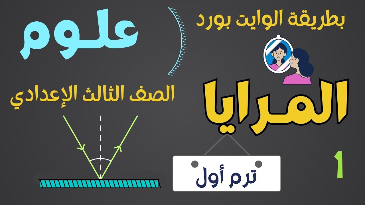 شرح درس المرايا علوم الصف الثالث الاعدادى الترم الاول - بطريقة الوايت بورد السهلة الممتعة