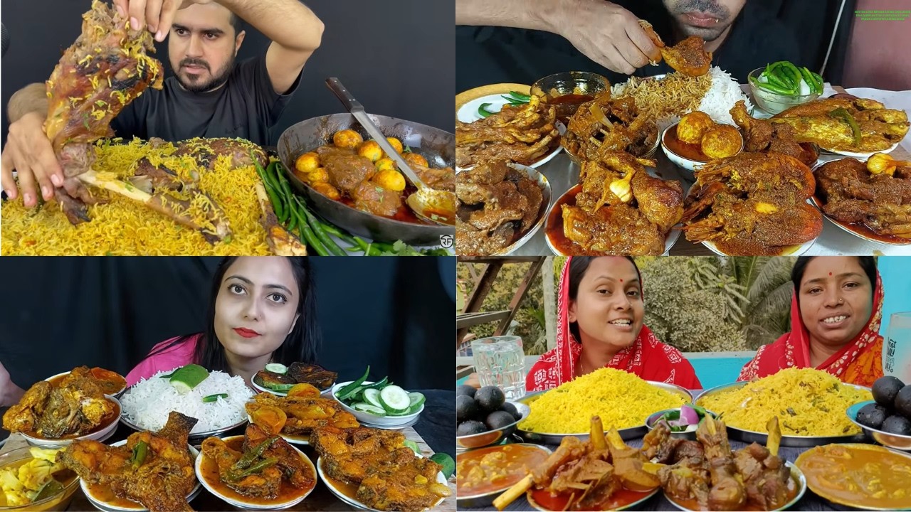 MUTTON LEGS BIRYANI EATING CHALLENGE,FISH CURRY,MUTTON CURRY,EGGS CURRY,PRAWN CURRY,FEET,EATING SHOW