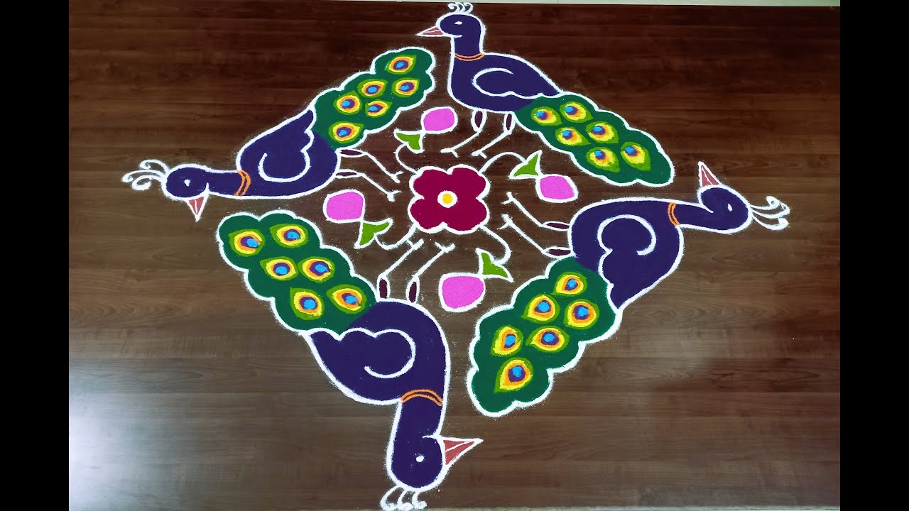 MAYIL KOLAM WITH 19 X 1 Dots | PEACOCK RANGOLI | DOTS KOLAM | Easy Kolam | Easy Rangoli | YDDK