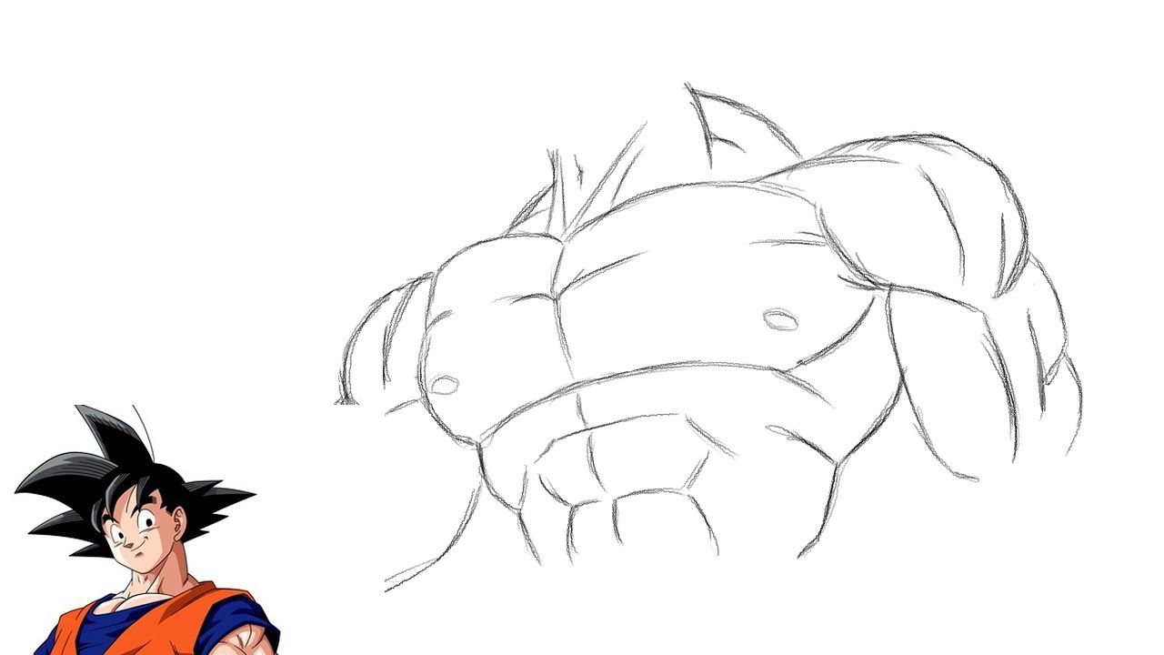 Comment dessiner le corps de GOKU DBZ - Les MUSCLES du torse