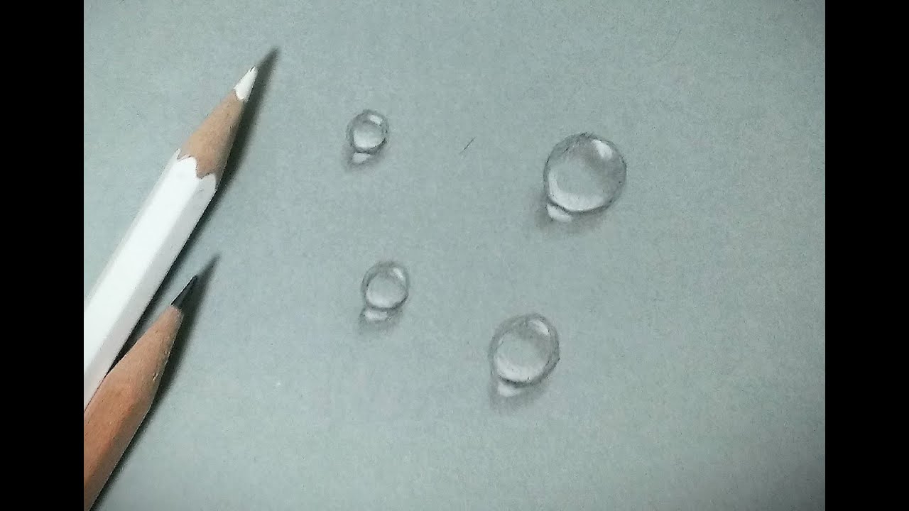 水滴の描き方【色鉛筆と鉛筆】　Realistic pencil drawing of water droplets