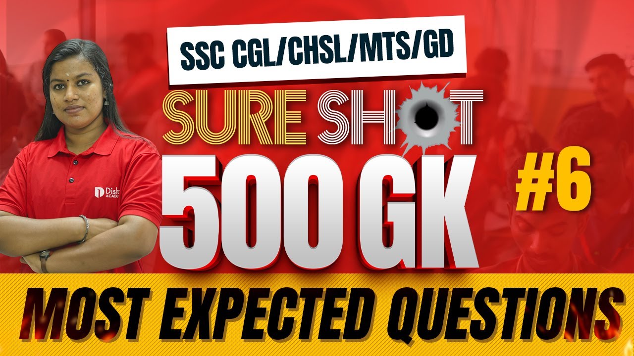SSC CGL/CHSL/MTS/GD | SURE SHOT🎯500 GK | MOST EXPECTED QUESTIONS | PART 6 #ssc #sscexam