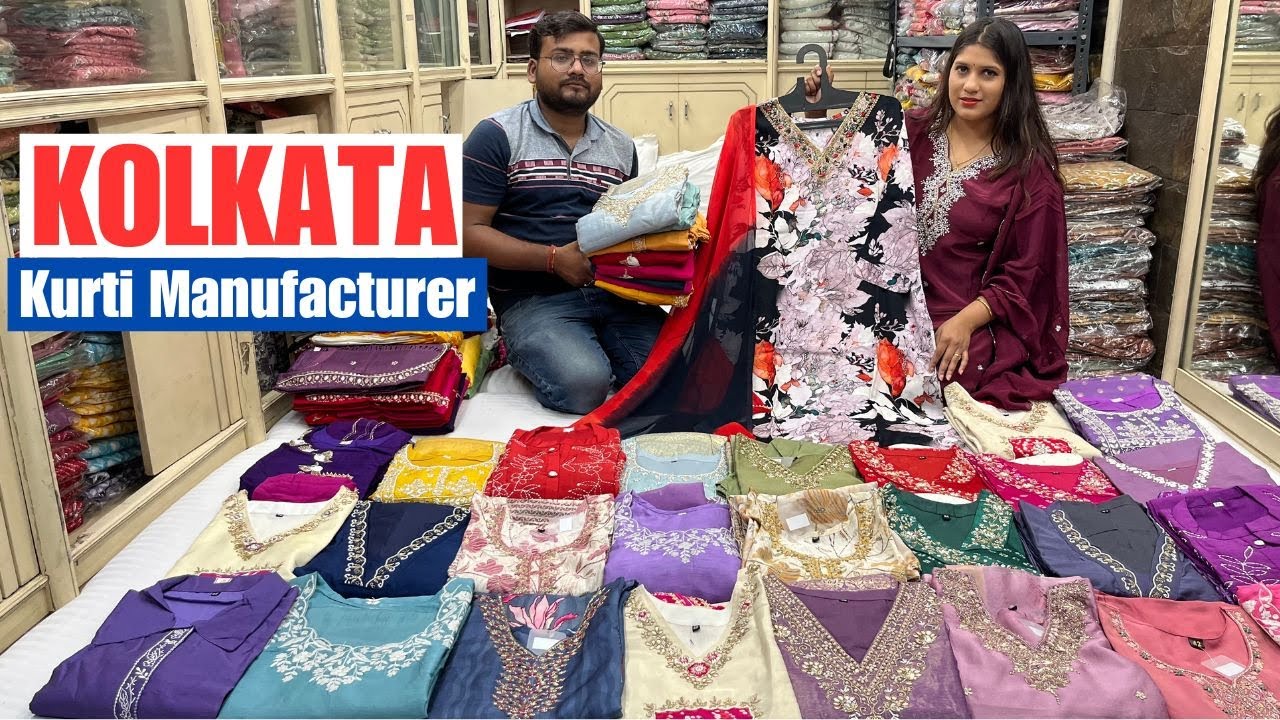 Natural Crepe/ Dola Silk/ Cotton/ Tissue Handwork Kurti Manufacturer in Kolkata Barabazar