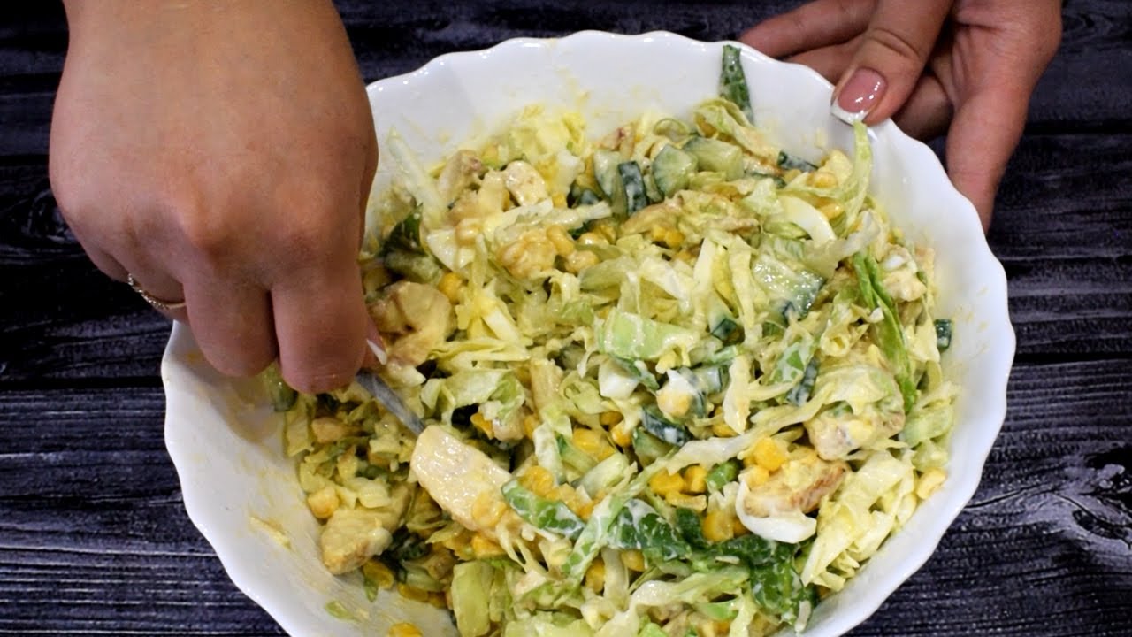 Легкий САЛАТ, который ем даже на ночь! Просто, быстро и вкусно! Готовить 5 минут! Алена Готовим Дома