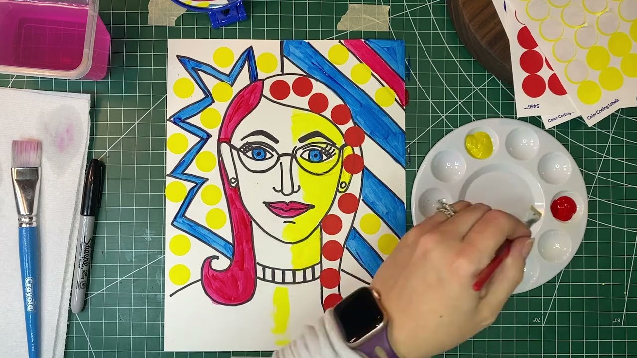 Lichtenstein Pop Art Self Portrait art project for kids