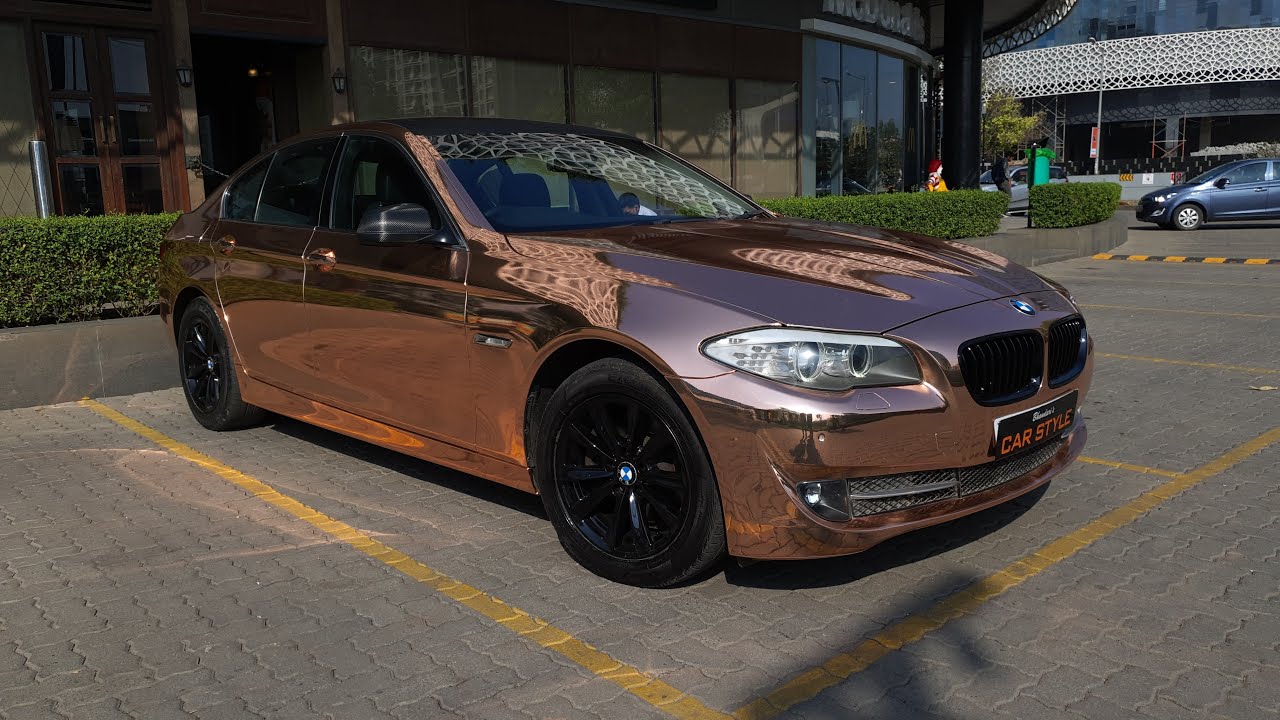 India's only BMW 5 SERIES wrapped in Avery Dennison ROSE GOLD CHROME at Bhandari&rsquo;s Car Style, Pune !