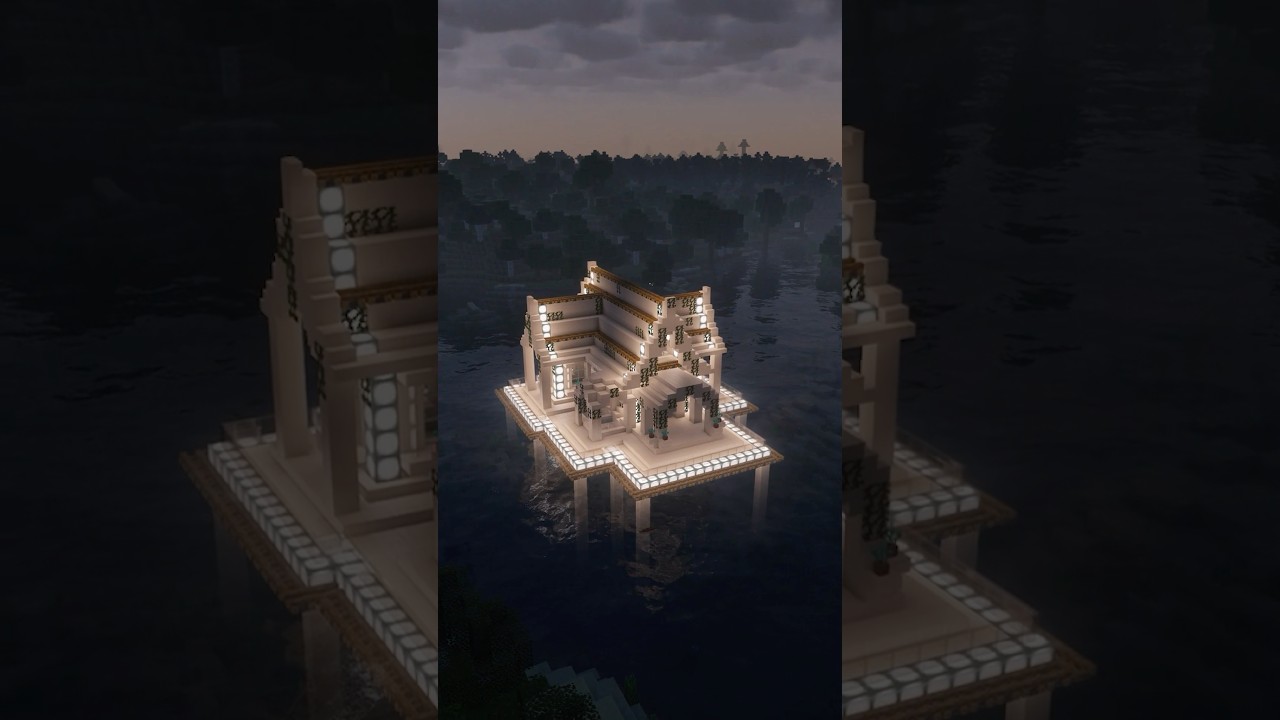 Building a Water Mansion with block combo from the comments #minecraft