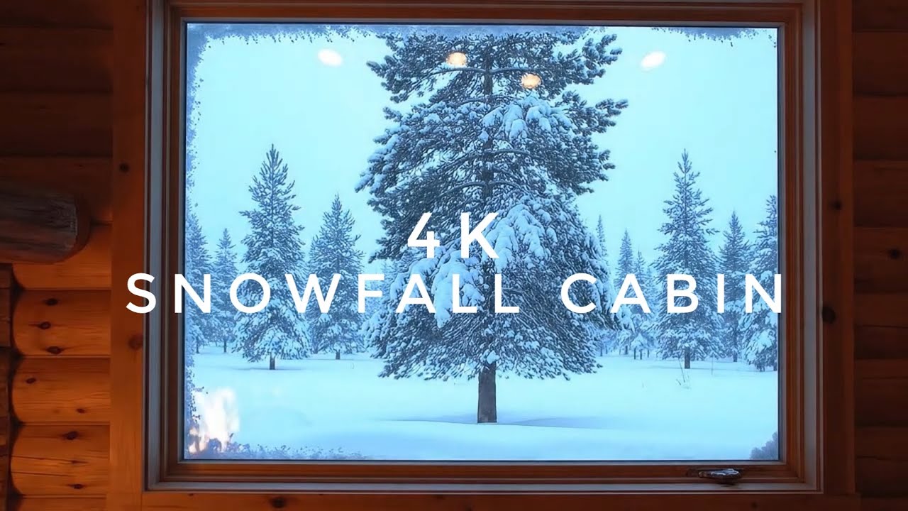 4K Snowfall Cabin Window ❄️ Relaxing Ambient Wallpaper | Cozy Winter View for #sleep #study & #relax