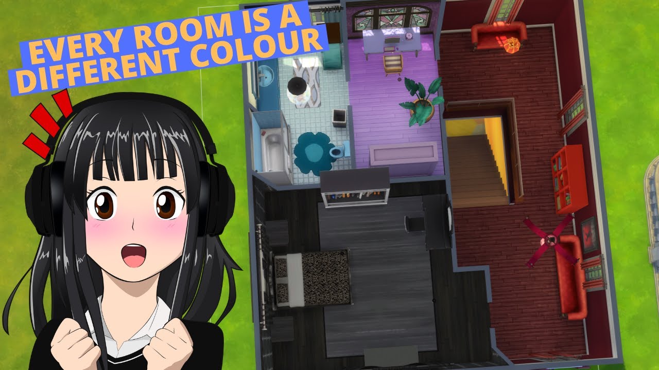 EVERY ROOM IS A DIFFERENT COLOUR SIMS 4 | Build challenge