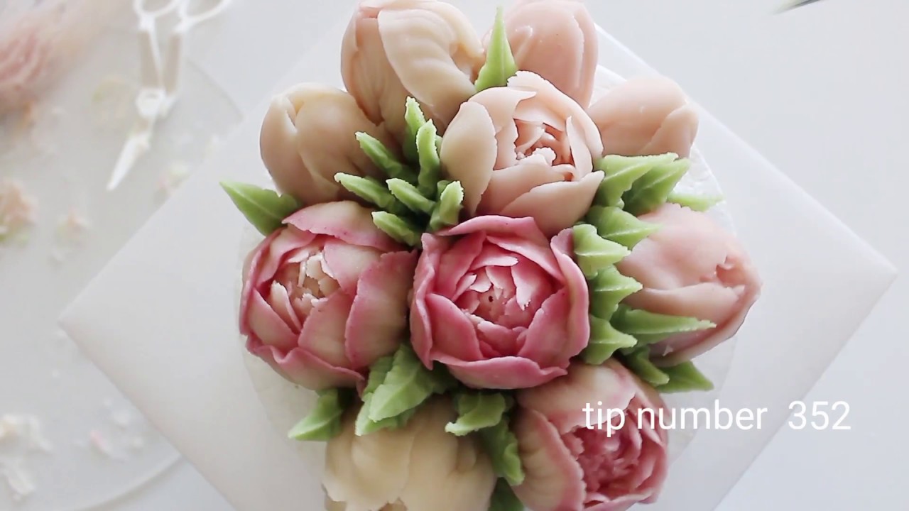 앙금플라워 겹튤립(Double Tulip) 꽃짜기 / bean paste flower cake
