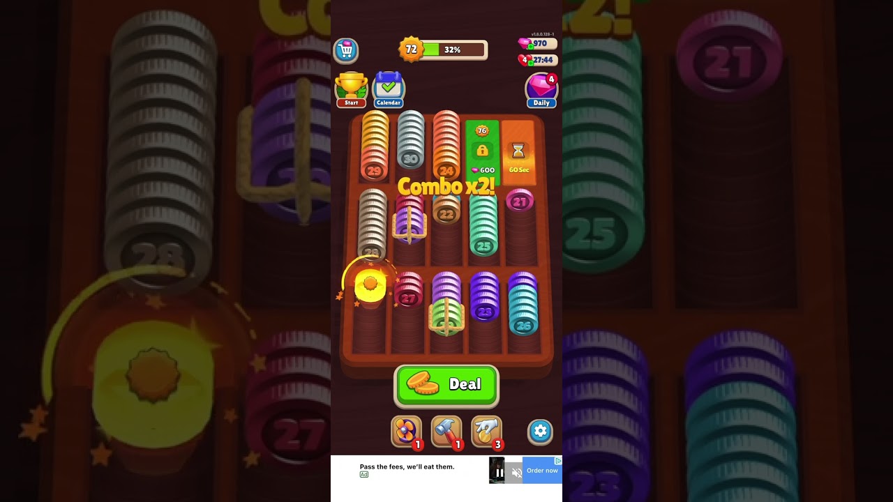 Pocket Sort level 72 73 Coin Merge Puzzle