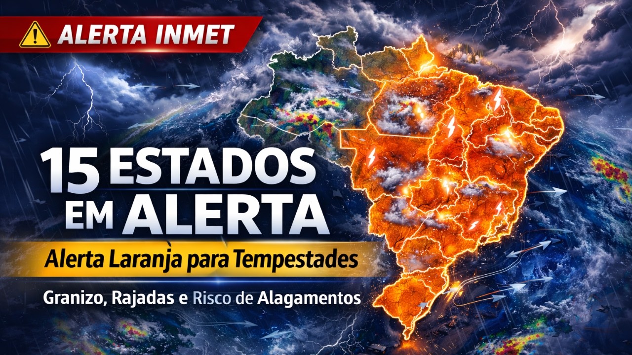 ALERTA LARANJA EM 15 ESTADOS ⚠️ INMET prevê tempestades intensas nesta segunda (23/02)