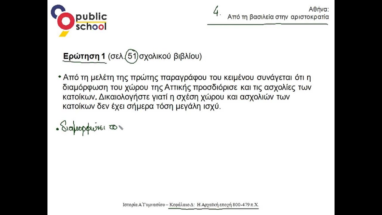 Ιστορία Α' γυμνασίου, Κεφ. Δ', Αθήνα: Από τη βασιλεία στην αριστοκρατία, Ερώτηση 1 σελίδα 51