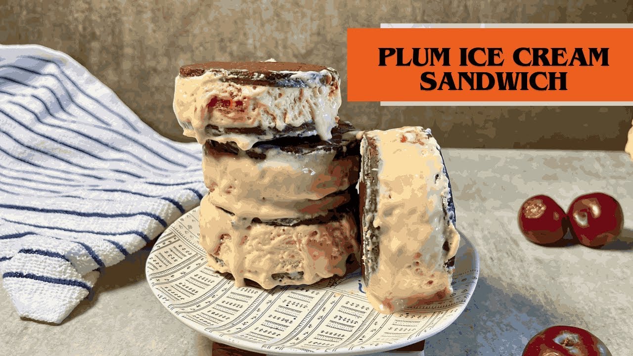 Beat the heat with this Plum No Churn Eggless Ice cream Sandwich this Summer