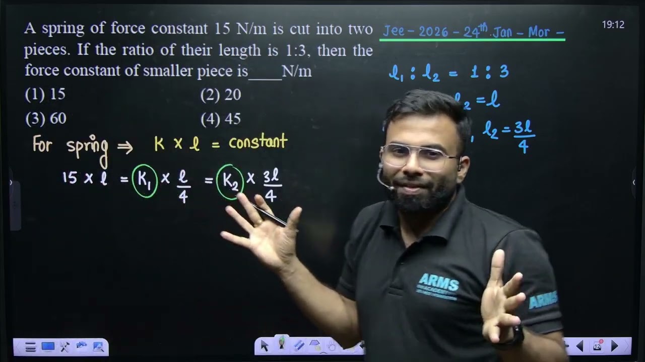 A spring of force constant 15 N/m is cut into two pieces. If the ratio of their length is 1:3, then