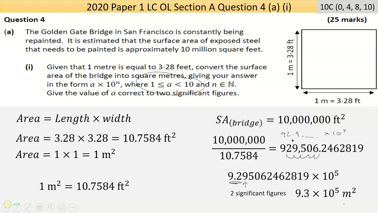 Maths screencast 2020 Paper 1 LC OL Question 4