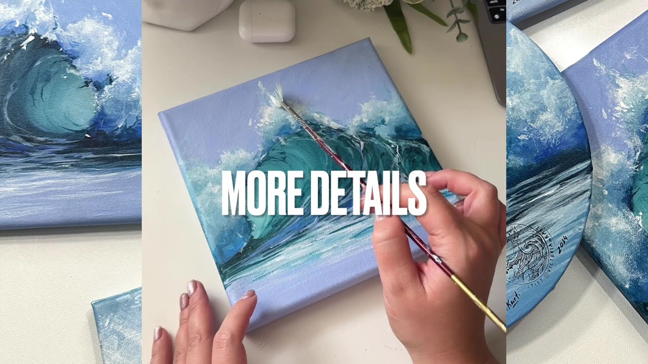 How to Paint Realistic Ocean Wave with Acrylic | Process Painting Realistic Blue Wave