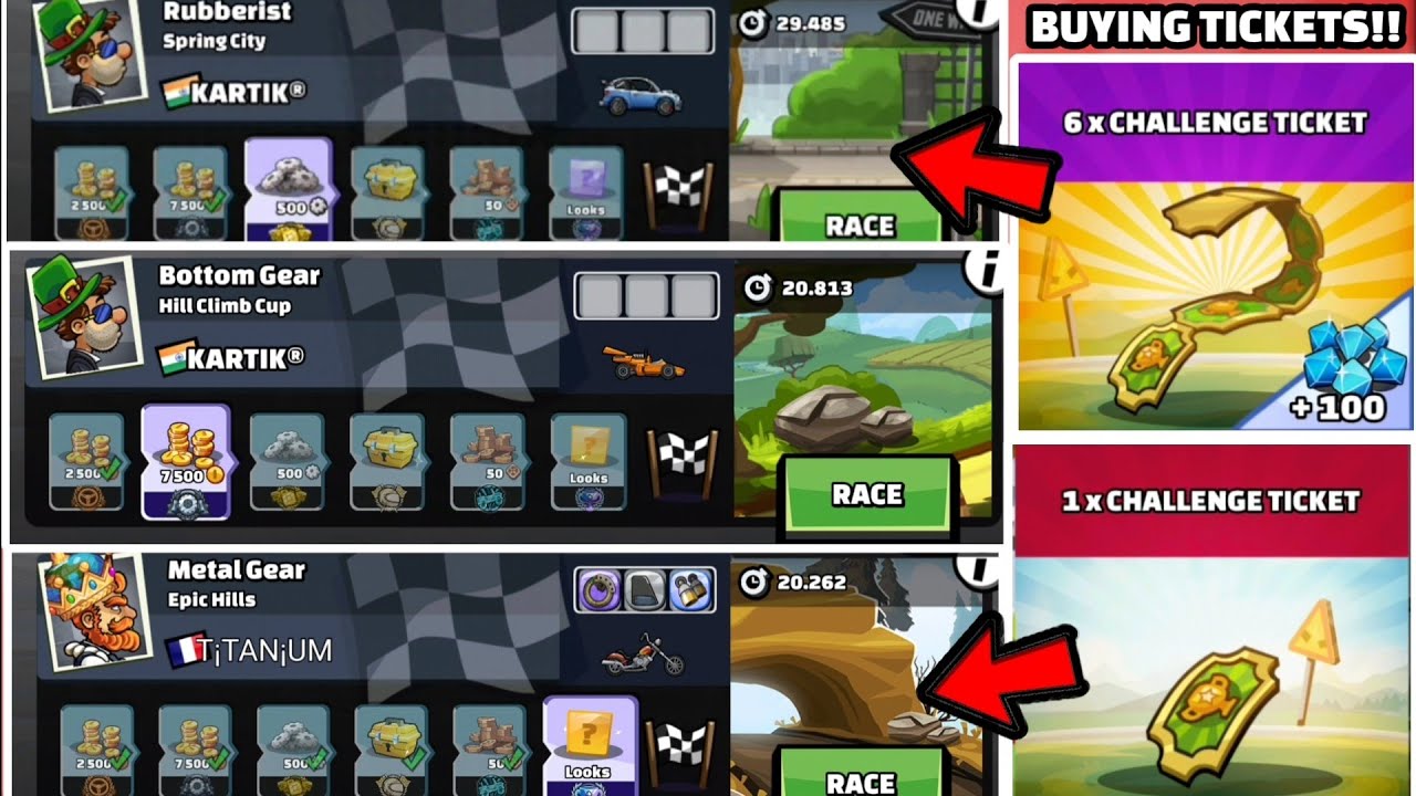 🤩I WON ALL FEATURE CHALLENGES REWARDS & BUYING SPECIAL ENTRY TICKETS GAMEPLAY - HILL CLIMB RACING 2
