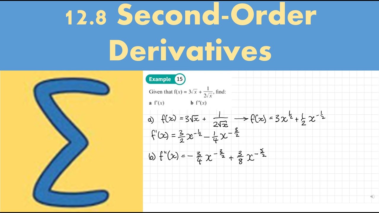 12.8 Second order derivatives (PURE 1- Chapter 12: Differentiation)
