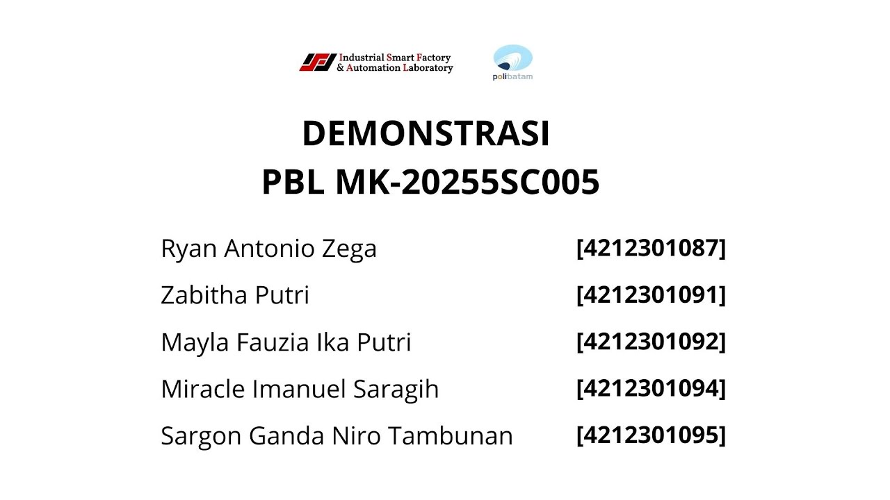 Demonstrasi PBL MK 20255SC005 Conveyor B using PLC + ESP32