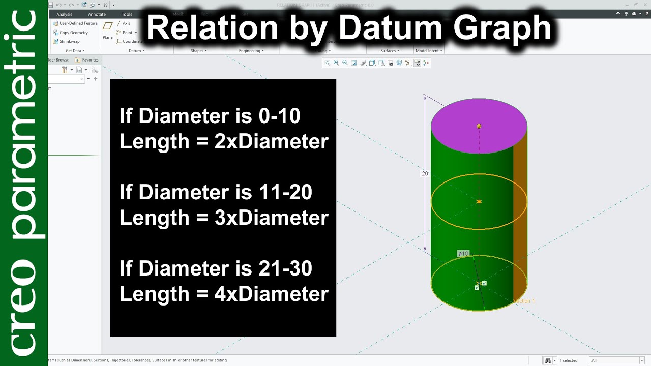 Relation by Datum graph in Creo Parametric | Advance Relation
