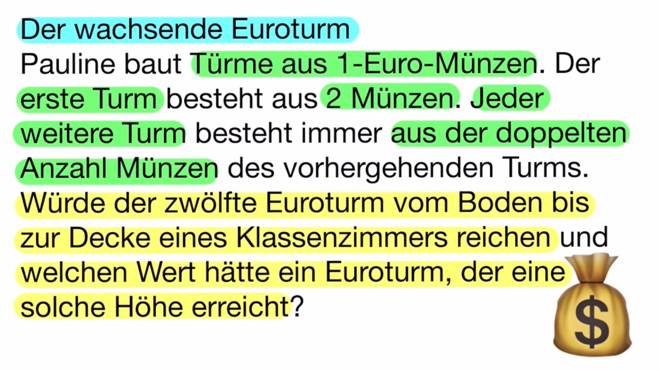 Der wachsende Euroturm. Kannst du die Fragen beantworten?