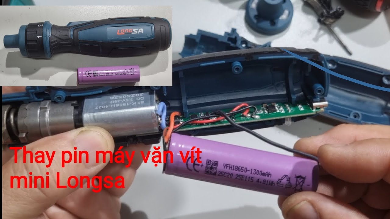 Thay pin máy vặn vít mini Longsa   2025