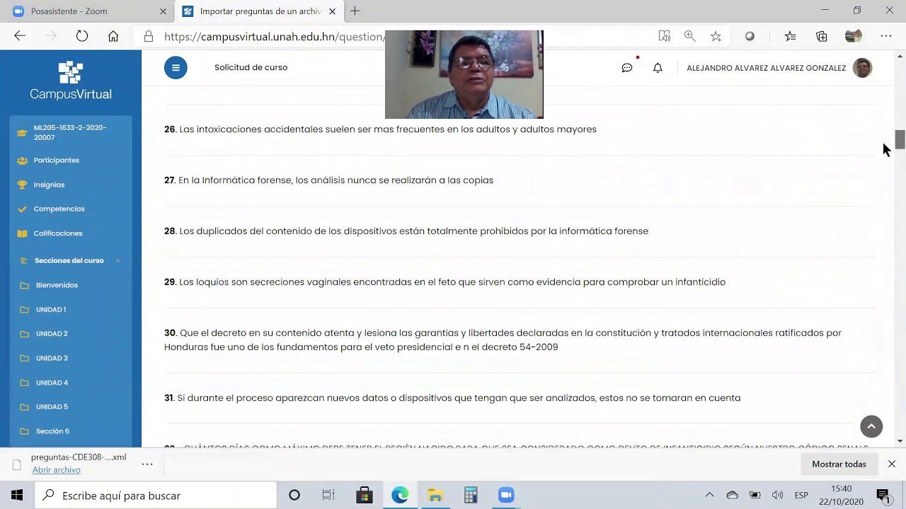 EXPORTAR E IMPORTAR BANCO PREGUNTA AULA MOODLE UNAH