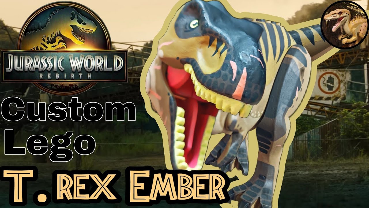 Custom Lego del tiranosaurio rex Ember de Jurassic World rebirth 