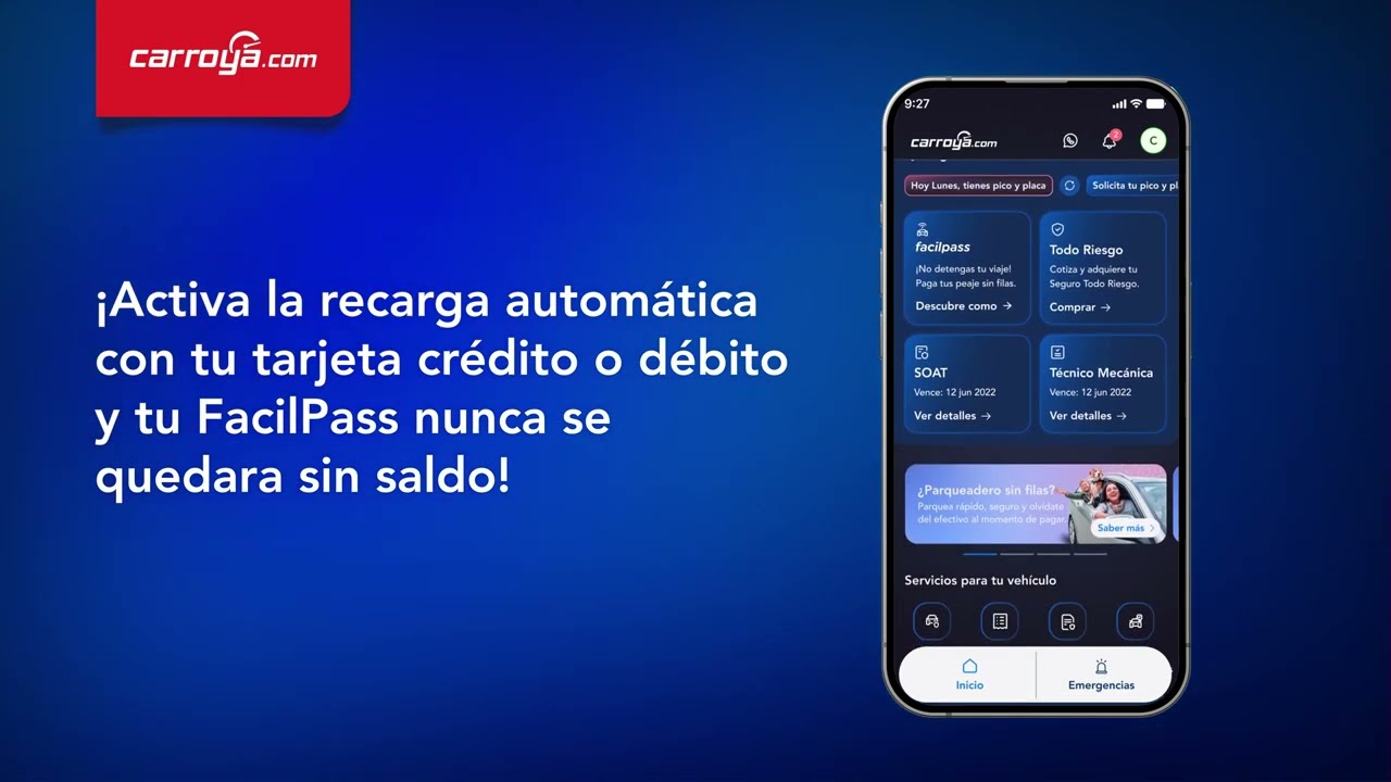 Recarga autom&aacute;tica para tu saldo en FacilPass desde la App CarroYa