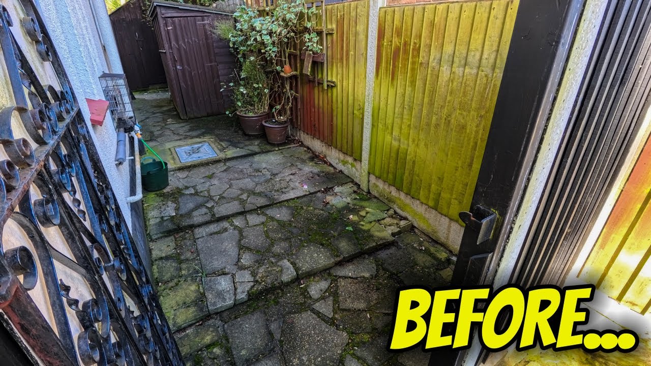 SLIPPERY & GREEN! Edna’s Patio Pressure Washed for Free after 50 Years…