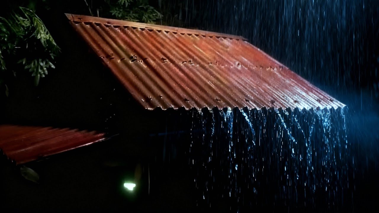 Звуки сильного дождя и грозы ночью ⛈️ Успокаивающее ASMR для глубокого сна и снятия тревоги