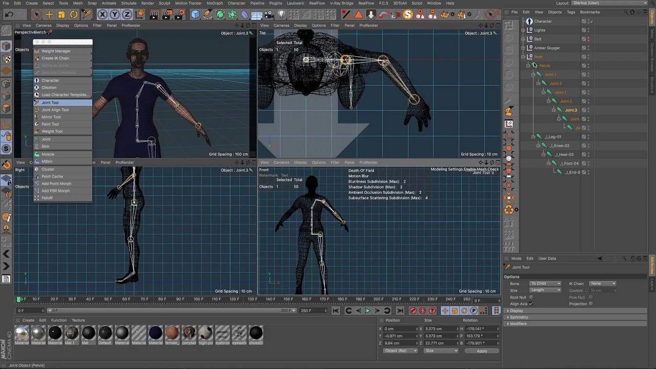 Cinema 4d Full Human Character Rigging with Controls and Weighting Tutorial