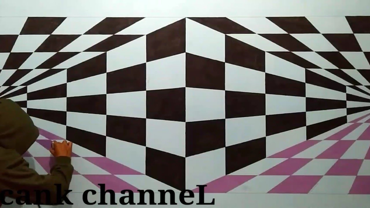 cara membuat cat dinding kamar 3D optical illusion wall painting