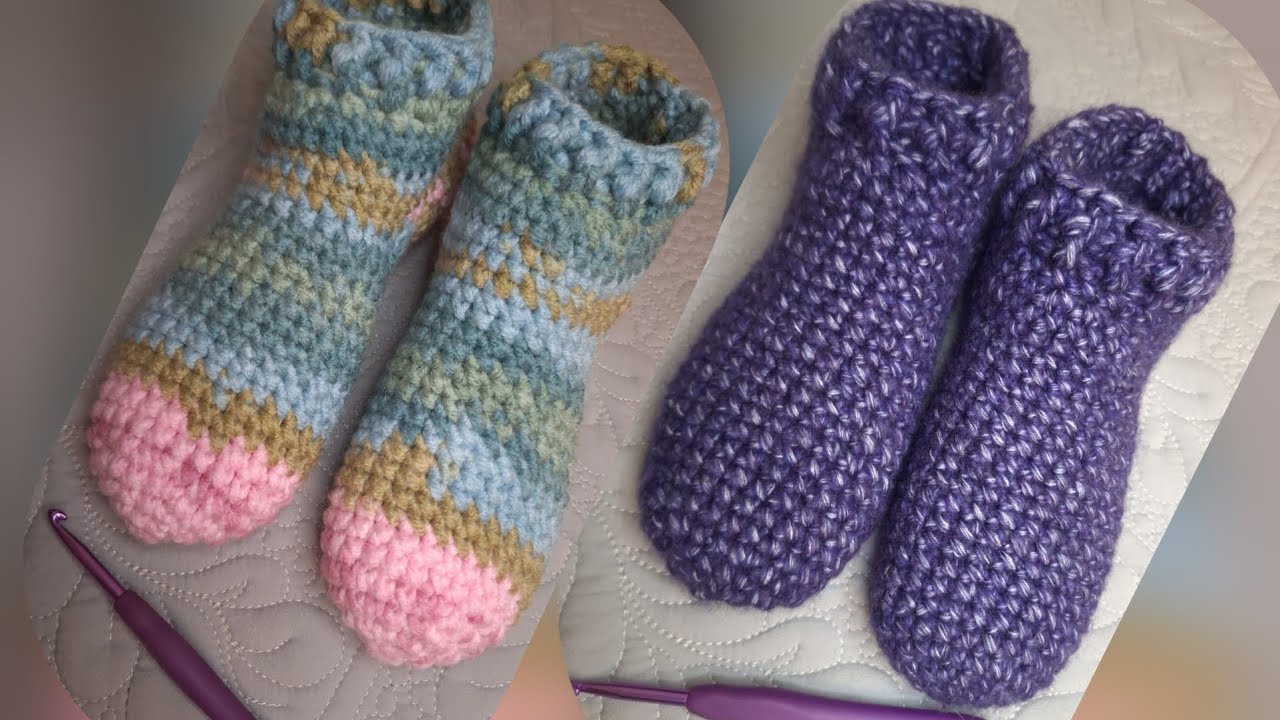 Домашні капці гачком 2 Knitting slippers (слідочки,шкарпетки)