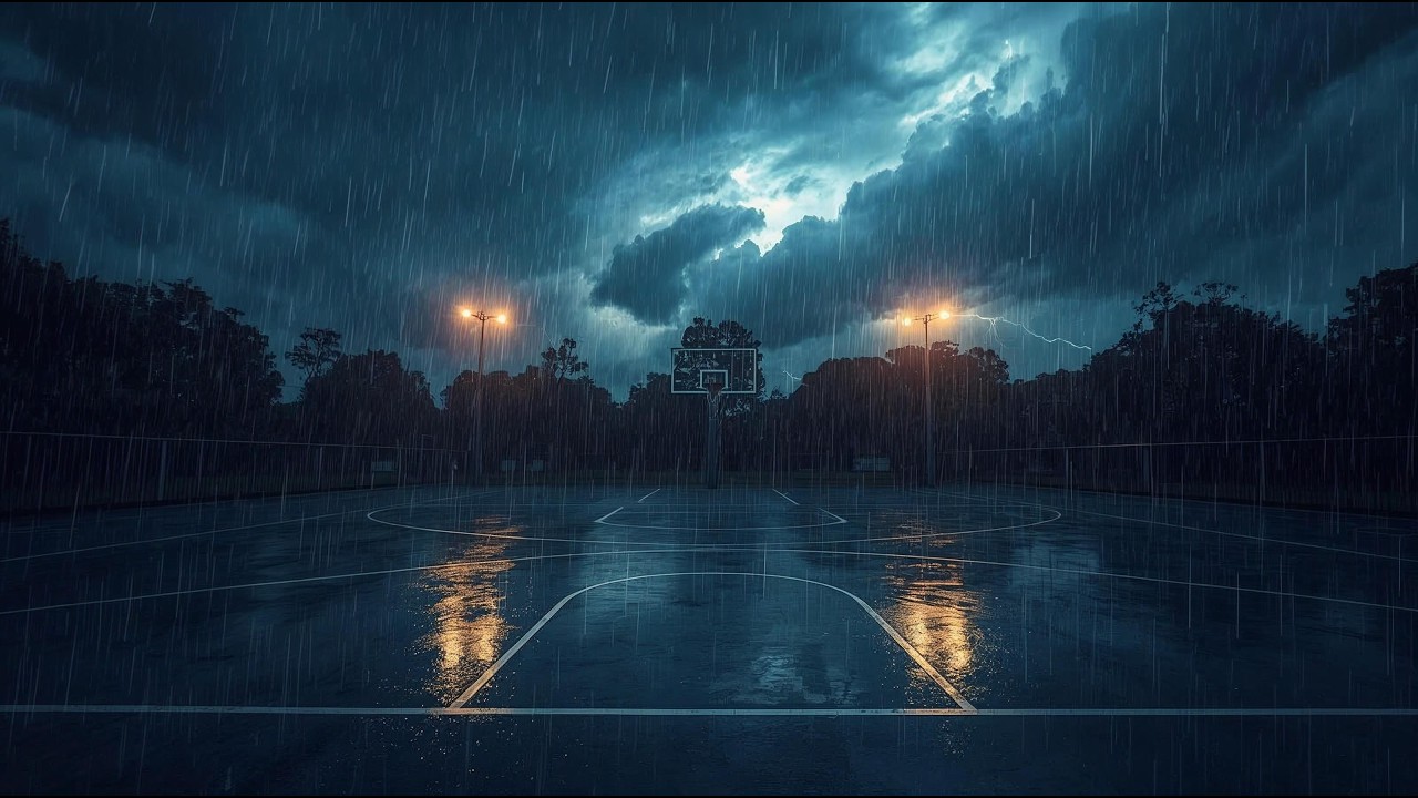 Rain Ambience Reflections on a Basketball Court (4K) | After The Whistle
