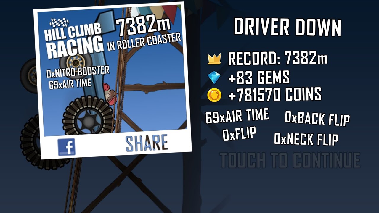 I made a new record in roller coaster with garage race car full run 7382m
