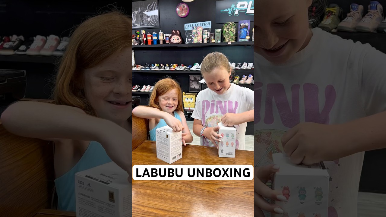 They opened their first Labubu together 🙌 #labubu #popmart #unboxing #reaction #viral #reels